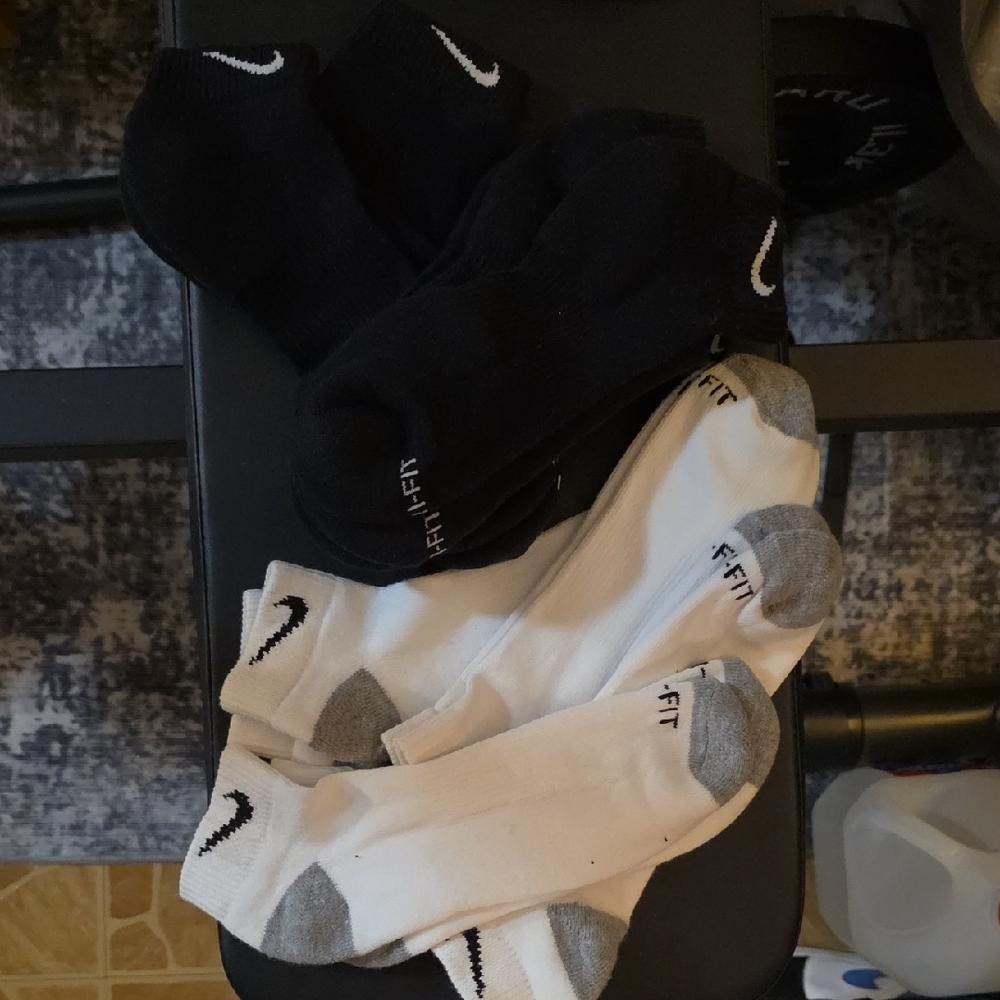 Nike Black and White Socks with Gray Accents